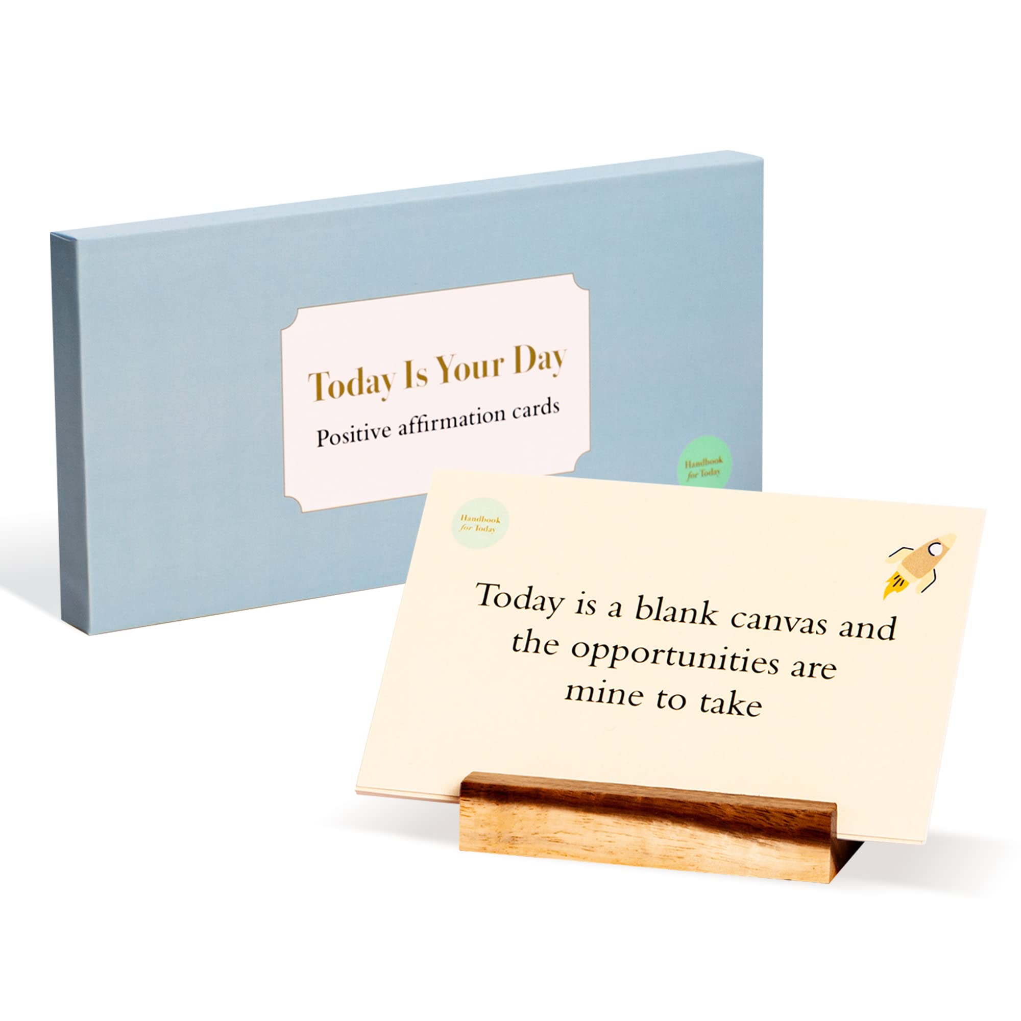 Today Is Your Day: Positive Affirmation Cards, 25 Affirmation Cards to Uplift Your Spirits, Premium Motivational Gifts with Wooden Stand and Gift Box