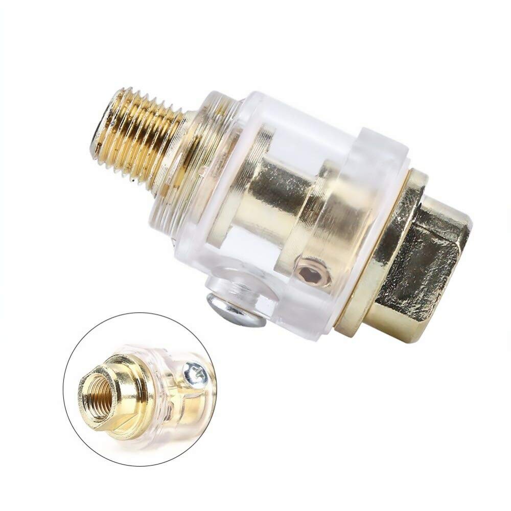 Oiler Lubricator Inline Oiler Mini Brass Automatic Oiler for Air Compressor Pipe Tool (1/4" BSP)