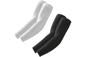 2-Pair White & Black Cooling Arm Sleeves, UV Protection Sports Guard for Outdoor Cycling & Activities