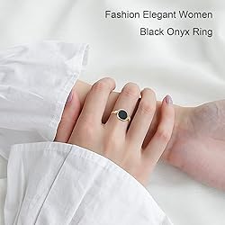 Fiklon Black Onyx Rings Crystal Rings for Women