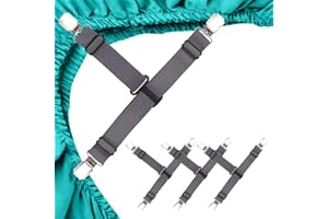 MENDENG Bed Sheet Holder Garters Bed Suspenders Sheet Stays Sheet Clips for Bedding Bed Clips for Sheets Grey Sheet Suspenders Queen 4P