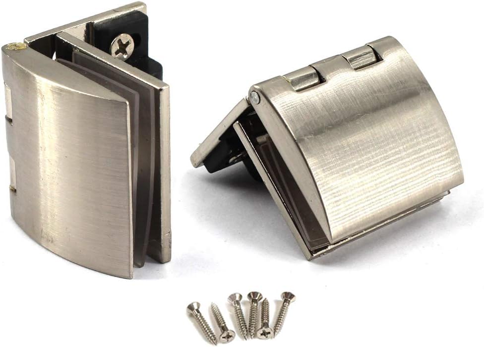 90 Degree Glass Door Pivot Hinge Kit Zinc Alloy Shower Hinge Glass Door Clamp Clip 2 Pieces with Screws,Adaptive 5-8mm Glass