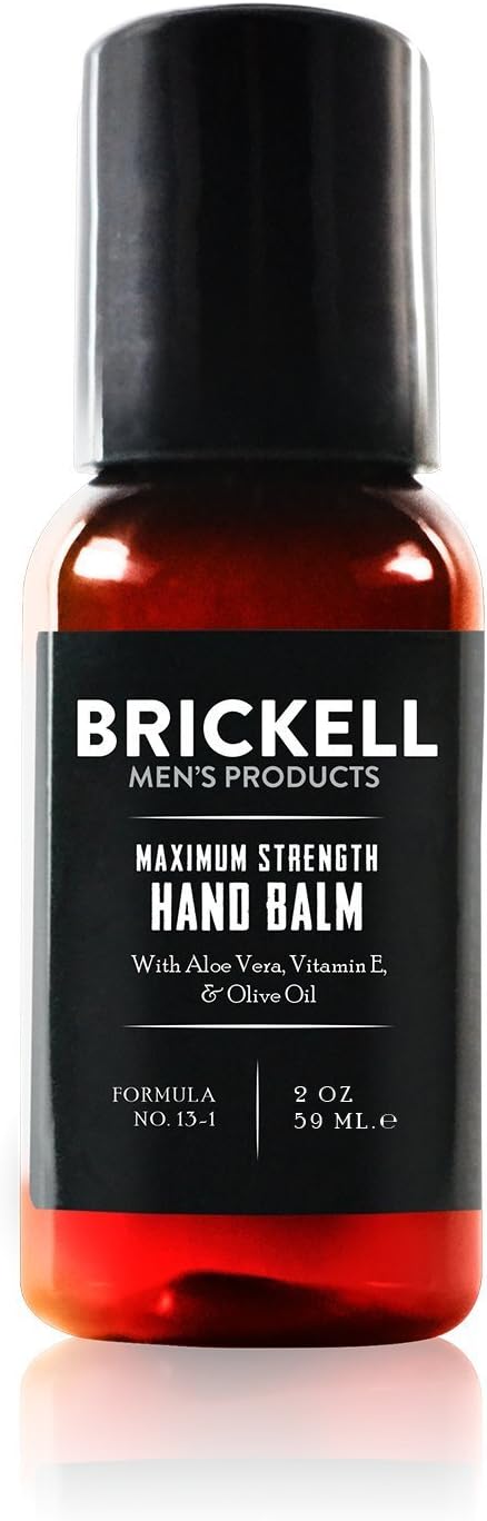 Brickell Men's Maximum Strength Hand Lotion for Men, Natural and Organic Fast-Absorbing Hand Lotion with Vitamin E, Shea Butter, and Jojoba, 59 ml, Scented