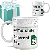 Same Sheet Different Day Mug 11OZ - Accountant Gifts - Spreadsheet Mug - Funny Accountant Coffee Mugs Gift for Boss CPA Coworker Finance Banker - Birthday Graduation Gift