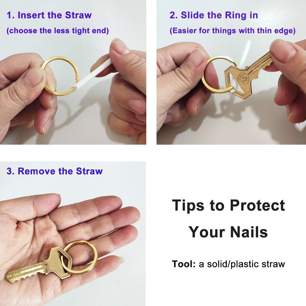 Key Rings for Keychain, Car Keys, Dog Tag Ring, Crafts, Golden, 12Pics: Clothing