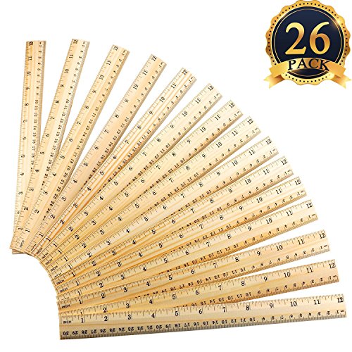SUBANG 26 Pieces Student Ruler Wood Ruler Wooden School Rulers Office Ruler Measuring Ruler, 2 Scale (12 Inch and 30 cm) - Thumbnail 6