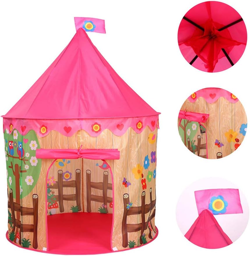 Sugely Folding Children Kids Play Tent In/Outdoor Toy House for Boys Girls Pink House,Role Play Tent,Children'S Tent Camping Pink House Play House (Pink, 100x100x135cm)