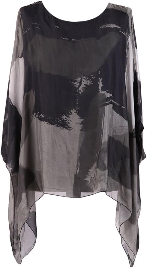 LushStyleUK Ladies Italian Tie &Dye Silk Tunic Top Women Batwing Lagenlook Top Plus Size