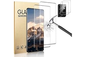 Geviaho [2+2 Pack] Galaxy S21 Ultra Screen Protector with Camera Lens Protector, Fingerprint Unlocking, 9H Hardness, 3D Full Coverage Tempered Glass, for Samsung Galaxy S21 Ultra 5G 6.8 Inch