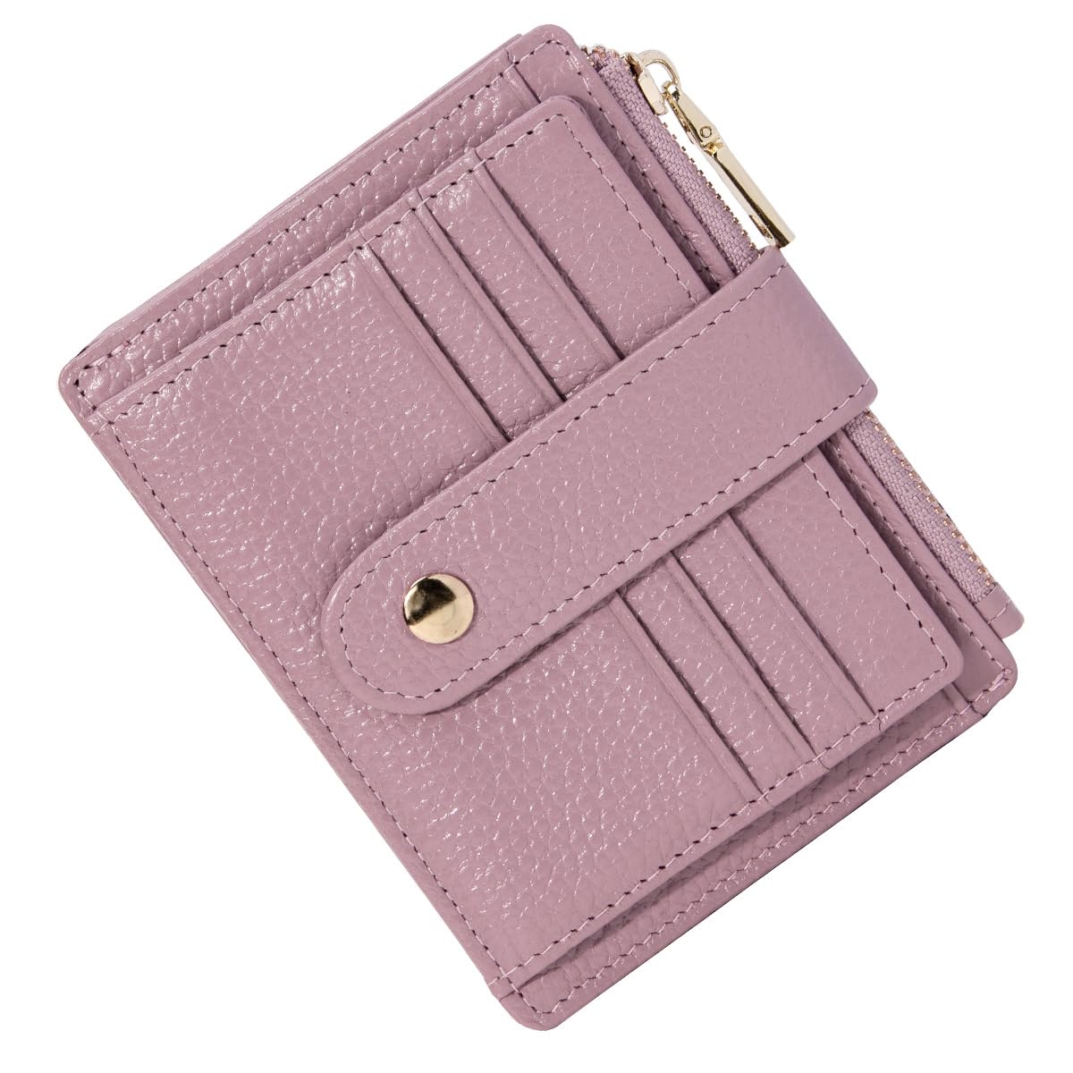 BTNEEU Men Women Leather Credit Card Holder RFID Blocking Slim Leather Wallet, Minimalist Card Holder Small Wallet with Coin Pocket, Thin Front Pocket Wallets with 9 Card Slots (Pink)