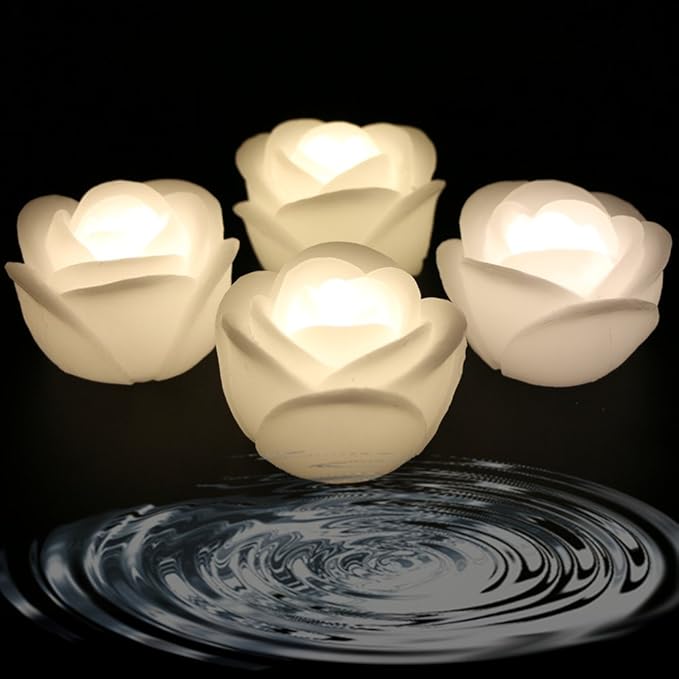Acmee (Pack of 4) Warm White Color Flameless Wax LED Water Floating