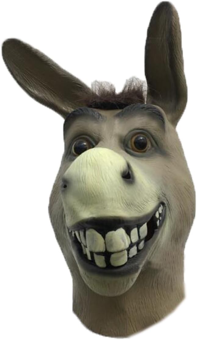 DylunSky New Halloween Cartoon Wolf/Bull/Donkey/Rhinoceros Latex Mask (Cartoon Donkey)