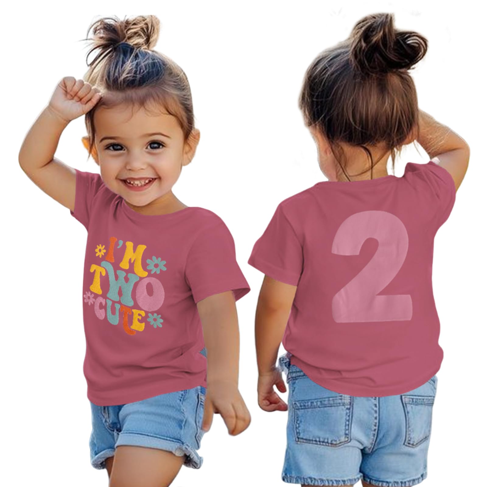 Photo 1 of KEKEMI Birthday Shirt for Toddler Girl I’M Two Cute Birthday Girl T-Shirt 2T B-Day Party Outfit Short Sleeve Tee Tops Clothes(Pink-2,2T)