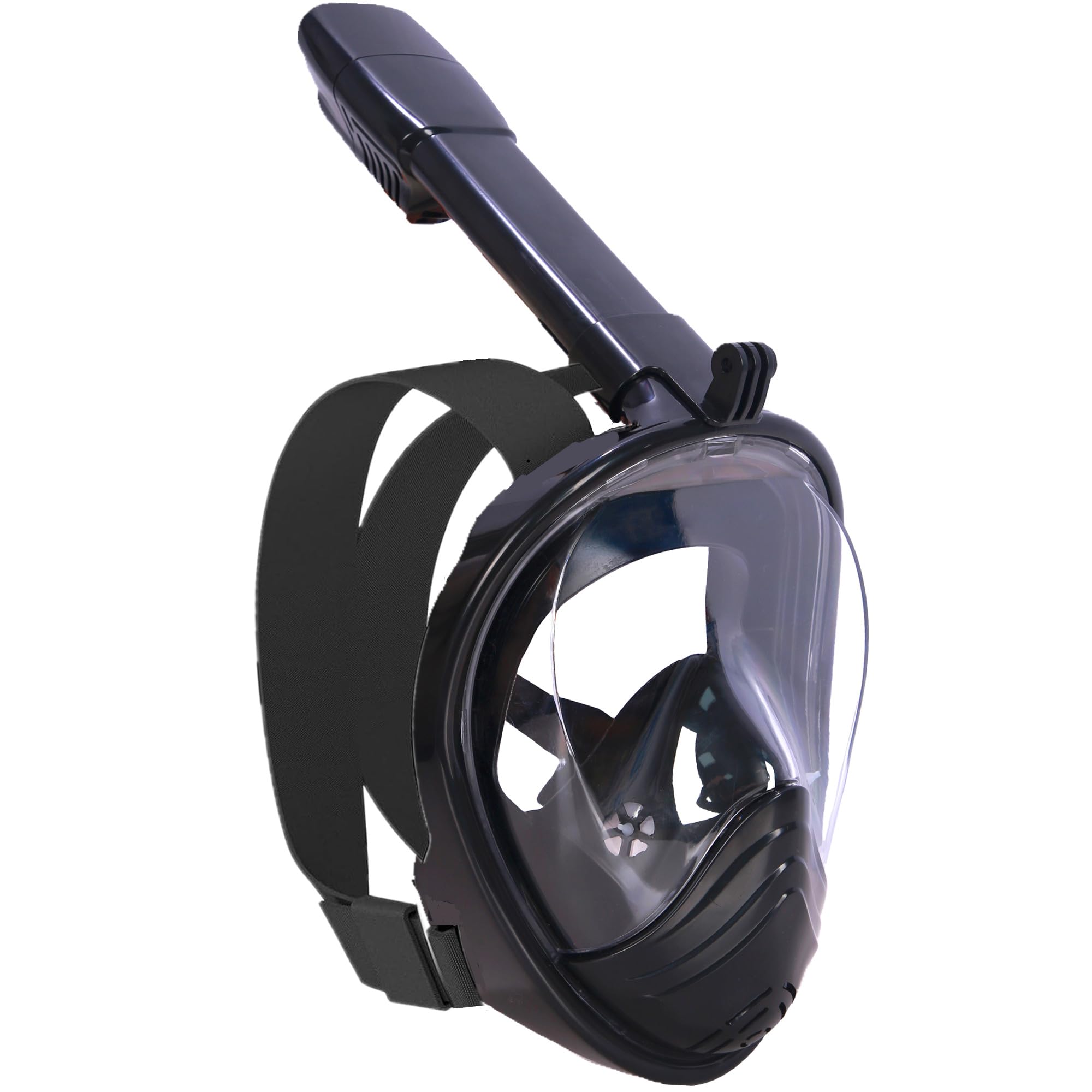 Snorkel Mask Full Face,Snorkeling Mask Set for Adults and Youth with Detachable Camera Mount Design,Panoramic Snorkeling Gear,Diving Mask with Anti-fog and Anti-leak Technology(Black S/M)