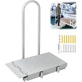 HomiShare Boat Boarding Platform with Handrail, Dock Extension Step with Safety Grab Bar, Folding Dock Boarding Platform for Marina, Dock, Deck, Boat, Silver