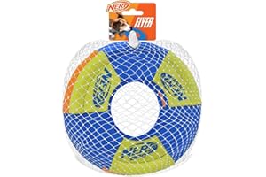 Nerf Dog Trackshot Toss and Tug Ring Outdoor Dog Toy 2 Pack, 9 Inch Dog Tug and Fetch Toy, for Medium and Large Breeds, Blue/Orange/Green