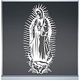 Virgin Mary Virgen de Guadalupe Sticker Decal calcomania Water Resistant (White, 8"x3.8")