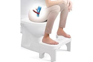 OSIVAEX White Toilet Poop Stool, 7 Inch Height Squatting Potty Stool for Adults, Plastic Portable Toilet Stool Squat Adult, Pooping Stools for Bathroom with Freshener Space, Toilet Assistance Step Stool