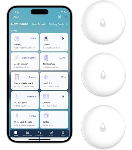 Winees WiFi Water Leak Detector 3-Pack - 100dB Alarm With App Alerts For Home