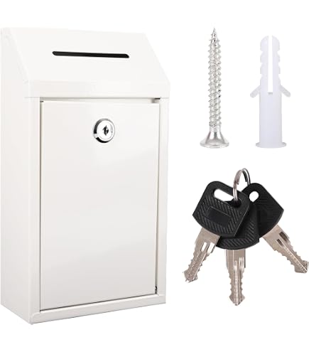 Yaocom Metal Cash Donation Box With Lock – Portable Wall Mount Suggestion Box, Red-678325