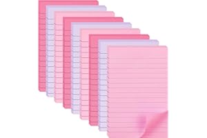 HQCME 9 Pack Lined Sticky Notes 4X6 in Post Sticky Notes with Lines, Large Ruled Post Sticky Colorful Super Sticking Power Memo Pads Strong Adhesive (Pink Themed)