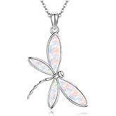 HKPATOP Opal Necklace 925 Sterling Silver Opal Pendant Necklaces for Women Annicersary Birthday Jewelry Gifts for Women