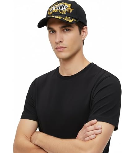 Versace Jeans Couture Black Signature Baseball Cap at Amazon Men's