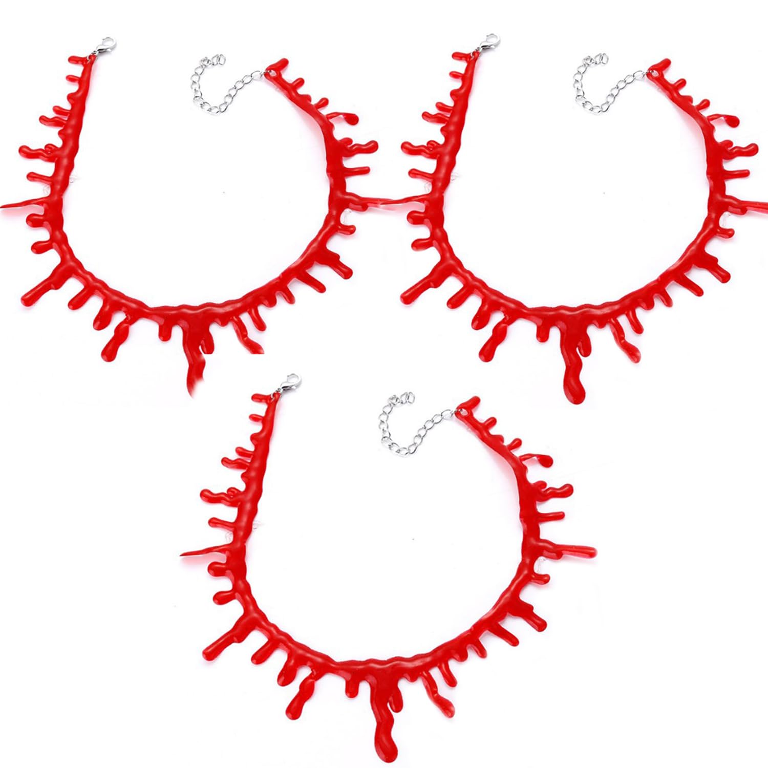 XNHIU 3 PCS Halloween Blood Drip Necklace Gothic Creepy Necklace Halloween Vampire Necklace Accessory Adjustable Scary Bleeding Choker Costume Accessory