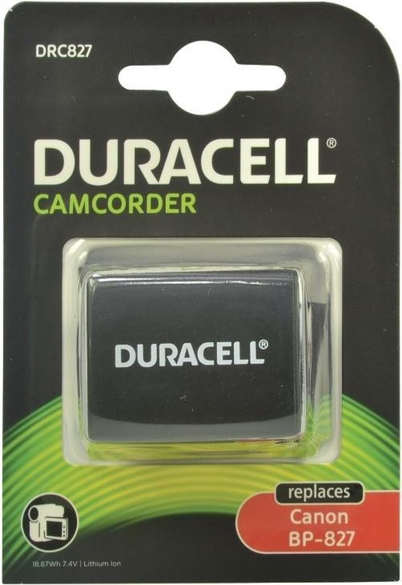 Duracell Premium Analog Canon BP-827 Battery for Camcorder HF10 HG20 Li-Ion 7.4V 2550mAh