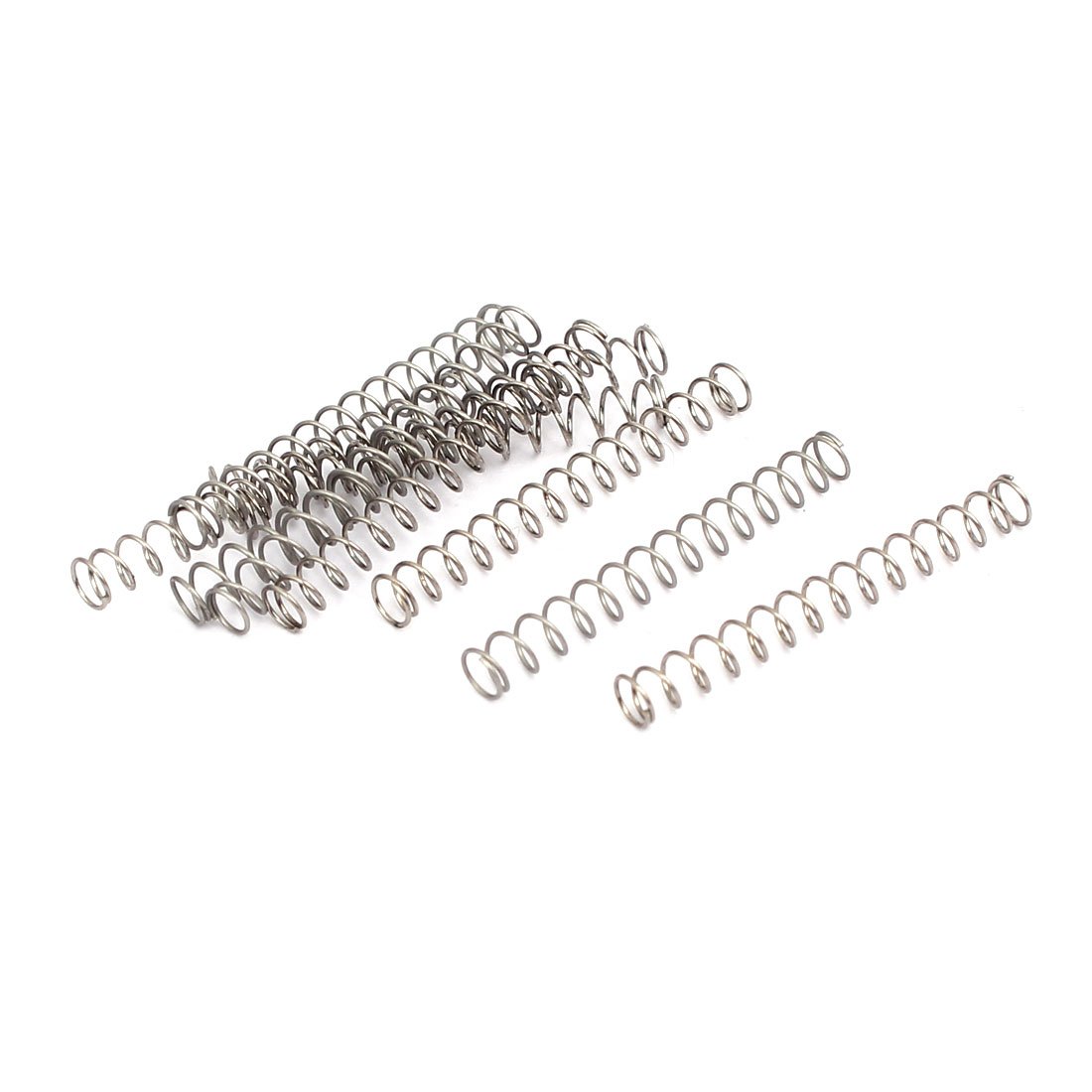 sourcingmap Compression Spring,304 Stainless Steel,3mm OD,0.3mm Wire Size,25mm Free Length,Silver Tone,10Pcs