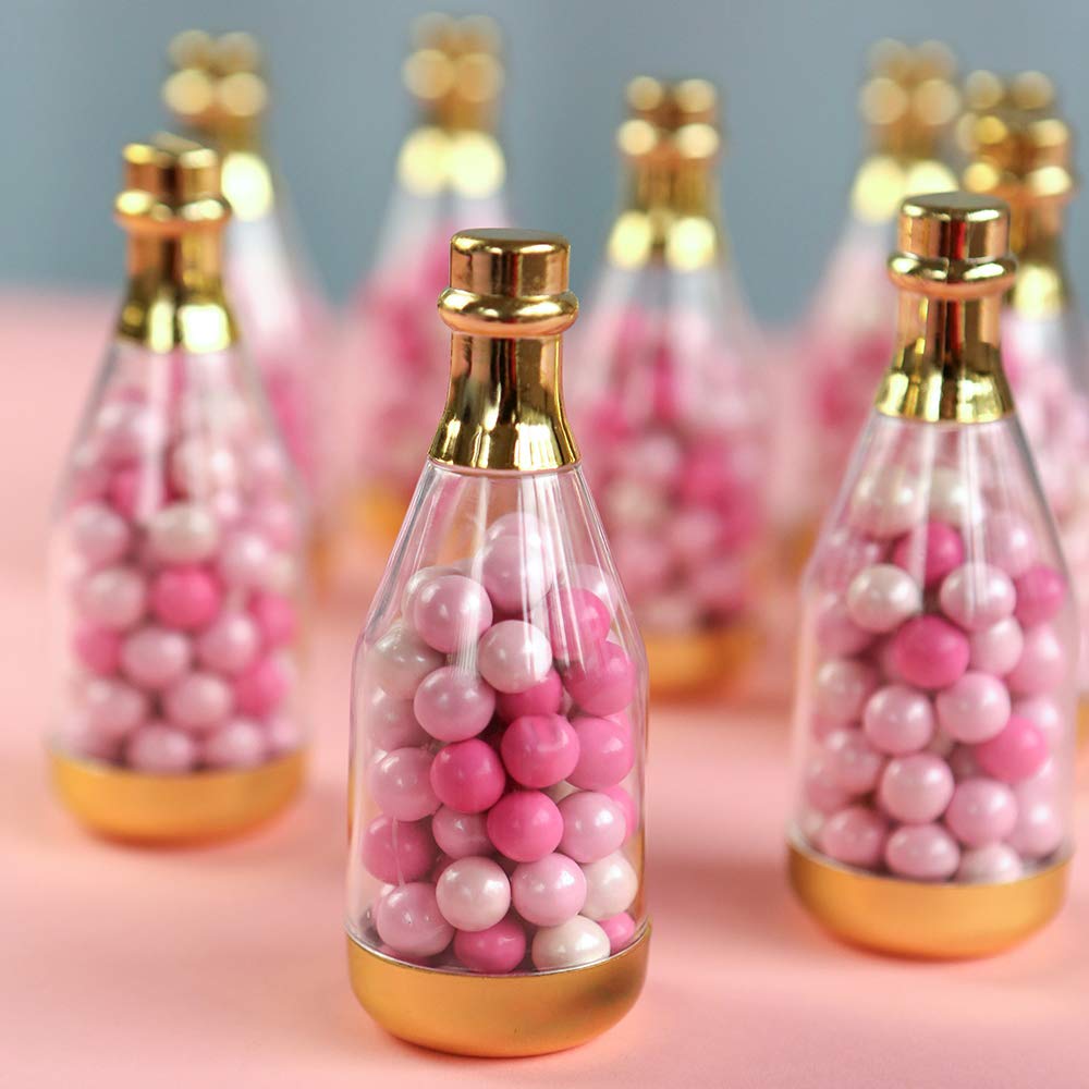 Photo 1 of Kate Aspen 18187GD Metallic Champagne Bottle Container (Set of 12) DIY Favor, One Size, Clear, Gold