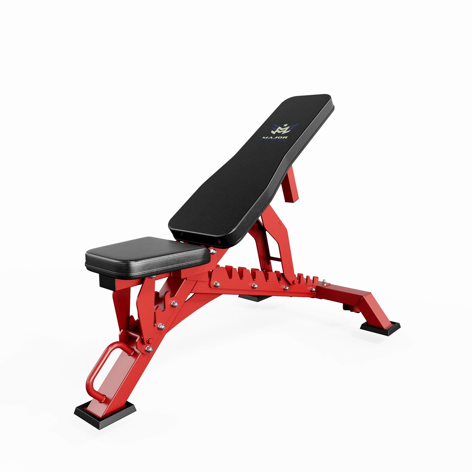 Photo 1 of **ASSEMBLY INSTRUCTIONS INCLUDED** MAJOR FITNESS Adjustable Weight Bench (Elite Version) - 1300LB Capacity, 32 Positions for Strength Training, Bench Press, and Full-Body Workouts for Home or Garage Gym, Red