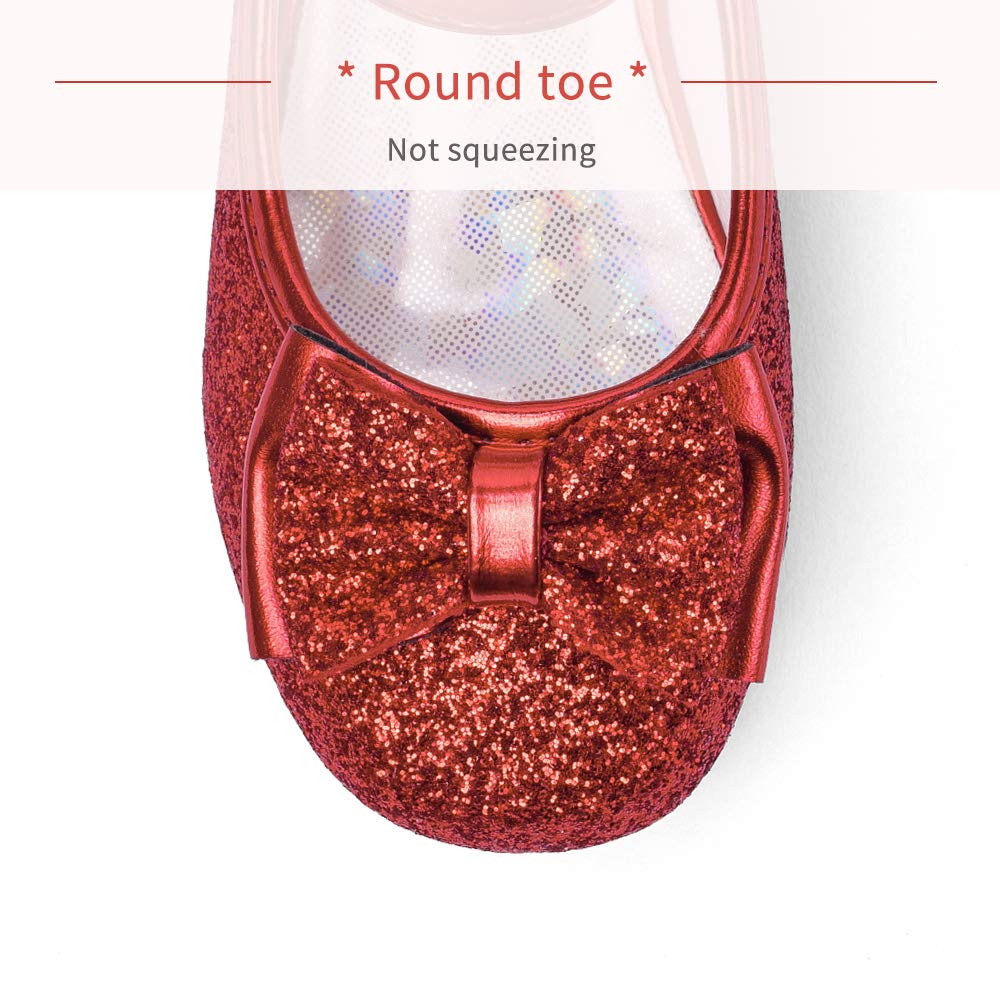 Stelle Girls Dress Shoes Glitter Princess Shoe Flower Mary Jane Low Heels Party Wedding Prom Footwear for Toddler Kids