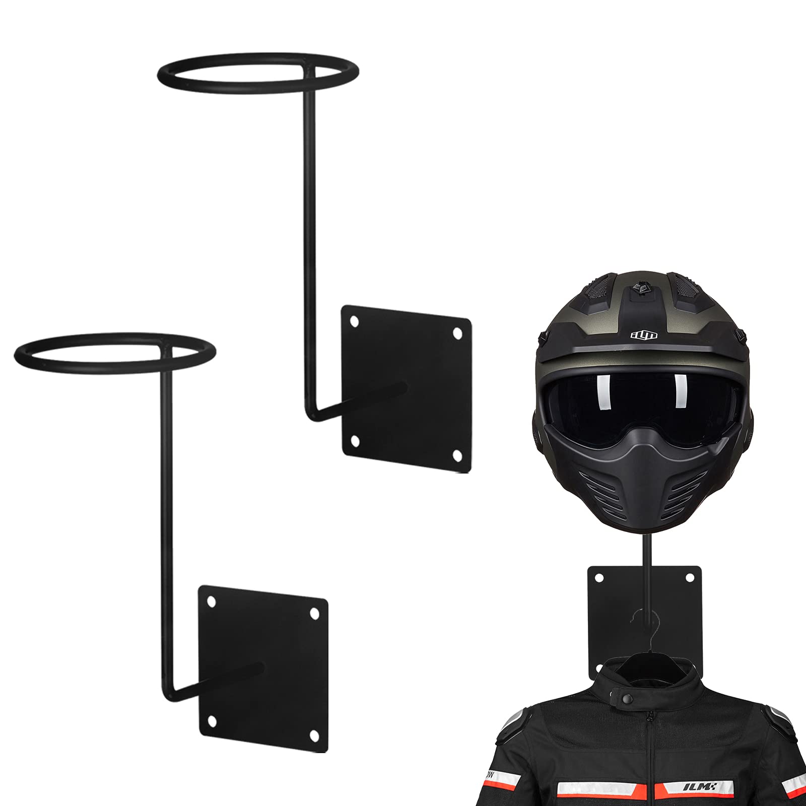 ILM 2 Pack Motorcycle Accessories Helmet Stand Holder Hanger Rack Jacket Hook