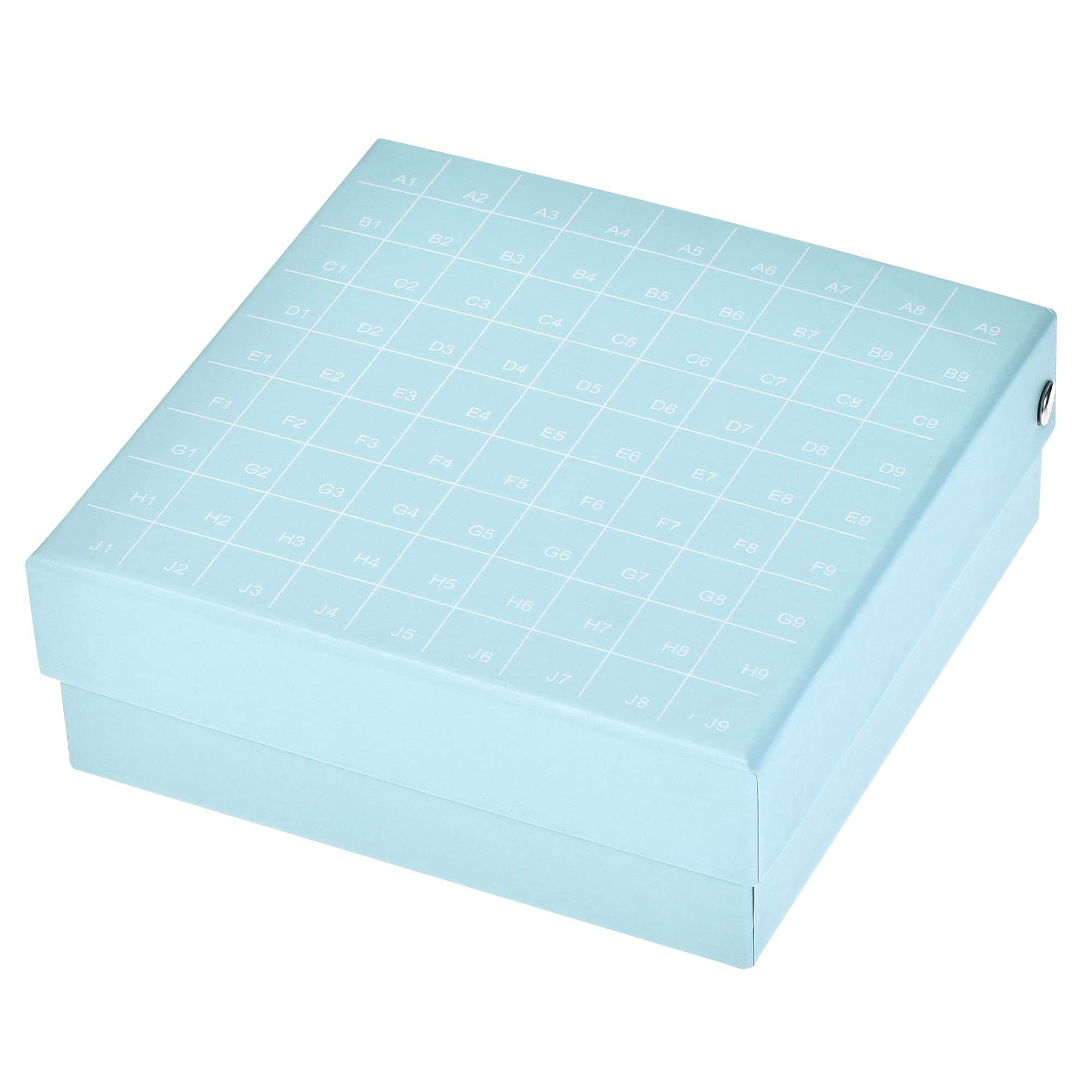 sourcing map Centrifuge Tube Freezer Storage Box 81-Well Waterproof Cardboard Holder Blue for 1.8ml/2ml Micro Centrifuge Tubes