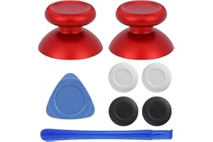 VRbrother 2Pcs Replacement Rocker Metal Analog Joystick Thumbstick Mushroom Caps Repair for Meta oculus quest 2 (red)