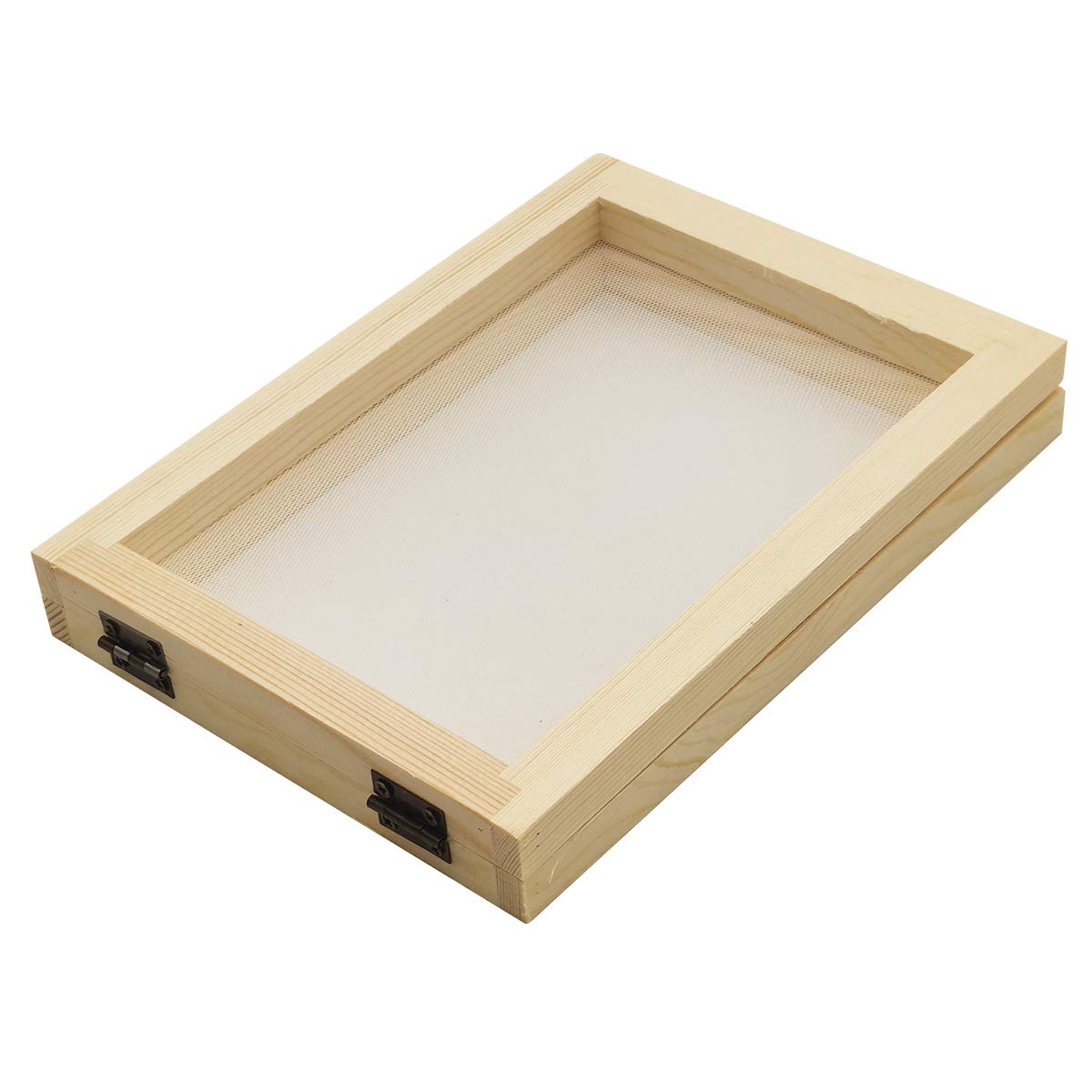 Worown A6 Size Paper 2 in 1 Paper Making Screen, Natural Wooden Papermaking Mould, 12.7 x 17.8 cm Wooden Paper Making Frame for DIY Paper Craft and Dried Flower Handcraft