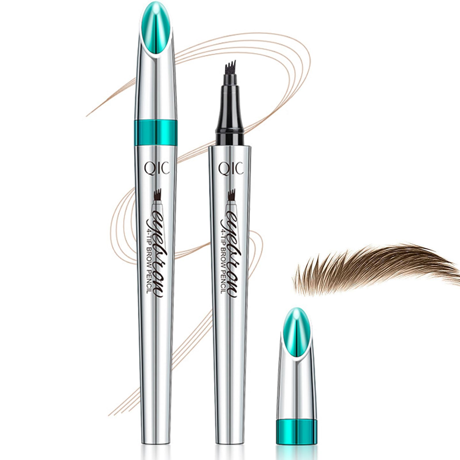 Microblading Eyebrow Pen, 4 Fork Tip Magic Eyebrow Pencil For Natural Hair-Like Brows,24h Long-Lasting Waterproof Smudgeproof Eyebrow Mascara Eye Brow Pen Makeup Pen (Light Brown)