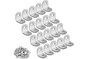 IZIUSY Stainless Steel L Bracket (0.78 x 0.78 inch, 20 x 20 mm) Corner Braces - Right Angle Bracket Fastener, 40 Screws Included