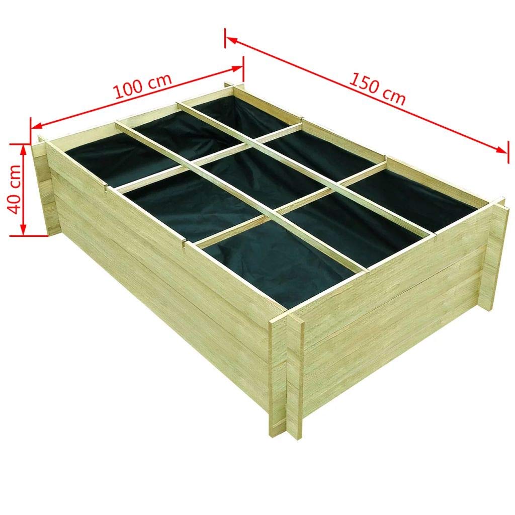 vidaXL Jardinera Cuadrada Madera de Pino Impregnada FSC 150x100x40 ...