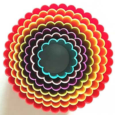 Flyesto Set of 7 Round Cookie Cutter Sporting Shape Biscuit Cutters Mold Nylon BPA Free Multi-colored Double-Sided Biscuit Cutters in Different Size, Great For Kids