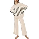 Pink Queen Women's 2 Piece Outfits Sweater Sets Knit Pullover Tops And Wide Leg Pants Loose Tracksuit Lounge Set