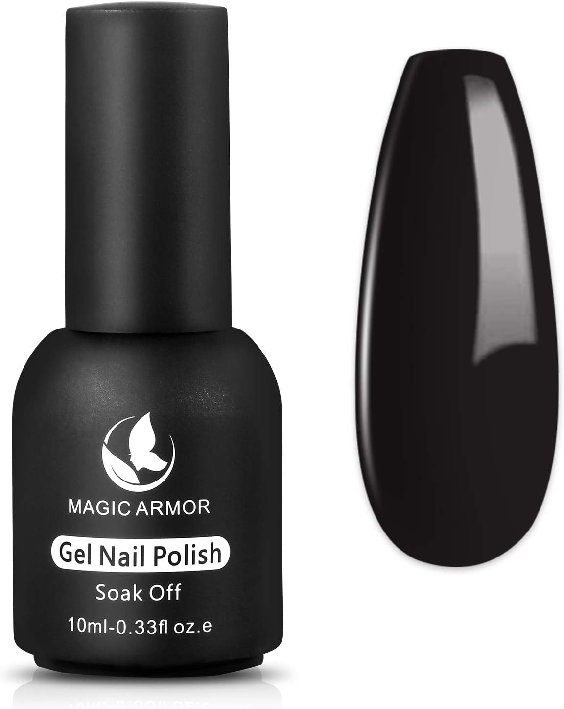 MAGIC ARMOR Gel Nail Polish Black Soak Off UV Gel Polish Nail Art Salon Manicure Nail Lacquer Varnish 10ml (002): Health & Personal Care