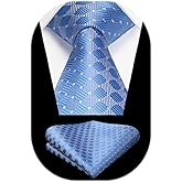 HISDERN Ties for Men Silk Extra Long Tie and Pocket Square Classic Plaid Checkered 63 inches Men's Neckties Business