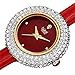 Burgi Women's BUR195 Swarovski Crystal & Diamond Accented Watch - Comfortable Leather Strap in A Gift Box (Rose Gold & Red)