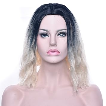 Amazon Com Leyee Women Short Curly Wavy Bob Wigs Dark Roots