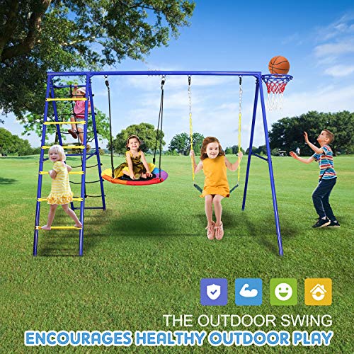 Trekassy 440lbs Swing Set with Heavy Duty AFrame Metal Swing Stand, 1