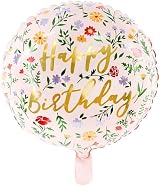 PartyDeco Floral Foil Balloon Happy Birthday 35cm Pink Multi-Color view 4