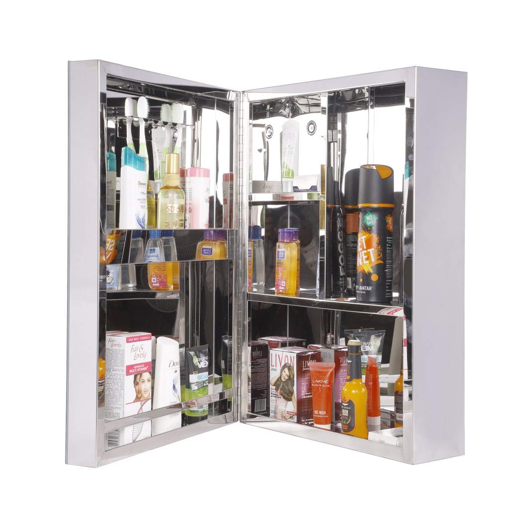 Best Bathroom Mirror Cabinet in India 9 Planet Platinum 304 Grade Stainless Steel Bathroom Mirror Cabinet
