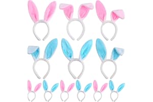 LOKIPA Plush Bunny Ears Hairbands, 12 PCS Bunny Headband Easter Bunny Ears Hairbands for Easter Party Decoration